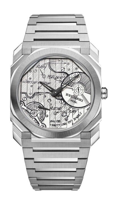 Bvlgari Octo Finissimo Chronograph Gmt Bvl 318 Sketch Artistic Dial, Silver