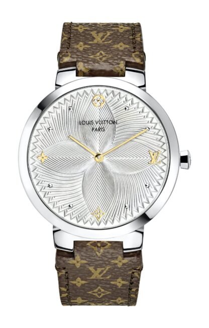 Louis Vuitton Tambour Slim Metallic Flower Silver