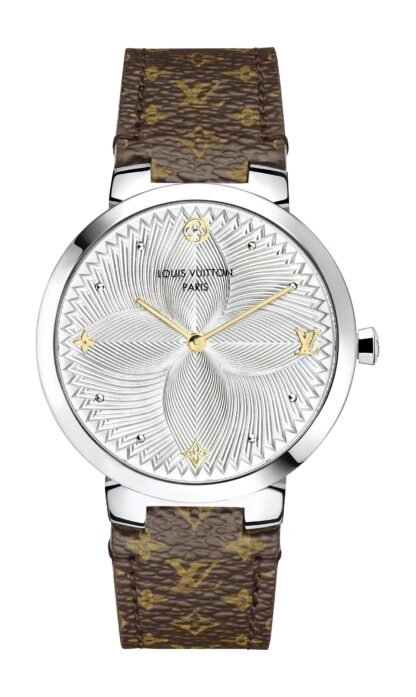 Louis Vuitton Tambour Slim Metallic Flower Silver