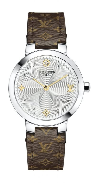 Louis Vuitton Tambour Slim Metallic Flower Silver